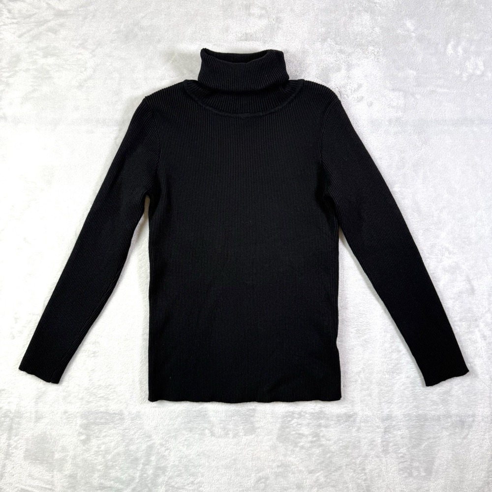 Pomander Place Turtleneck‎ Sweater Size Small Black Ribbed Long Sleeve Classic